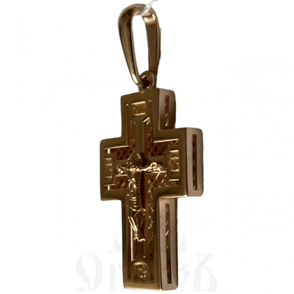 золотой крест с молитвой "спаси и сохрани", 585 проба красного и белого цвета (арт. п-1426-з5кб)