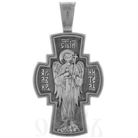 крест с ангелом хранителем, серебро 925 проба с фианитами (арт. 43290)