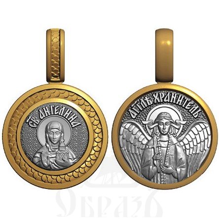 нательная икона св. блаженная ангелина сербская королева, серебро 925 проба с золочением (арт. 08.004)