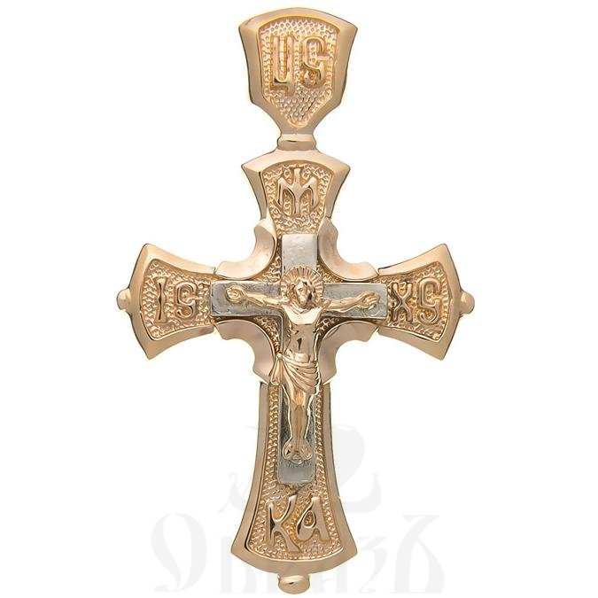 золотой крест с молитвой "спаси и сохрани", 585 проба красного и белого цвета (арт. п10071-з5кб)